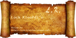 Lock Kleofás névjegykártya